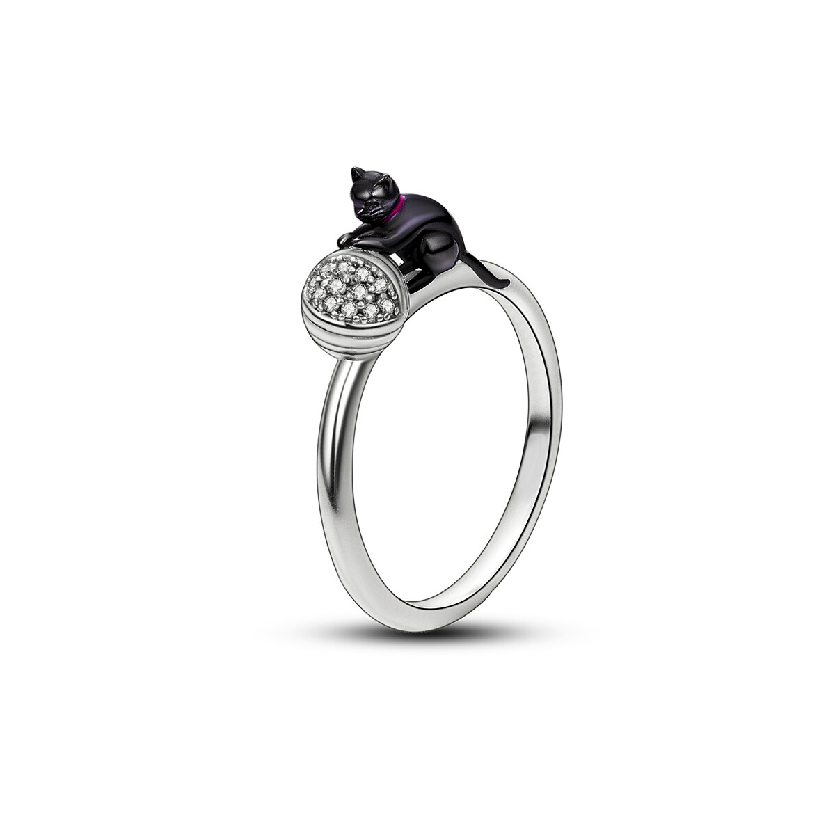 MULA Original Black Cat Yarn Finger Ring CZ For Women Jewelry 925 SterlingSilver