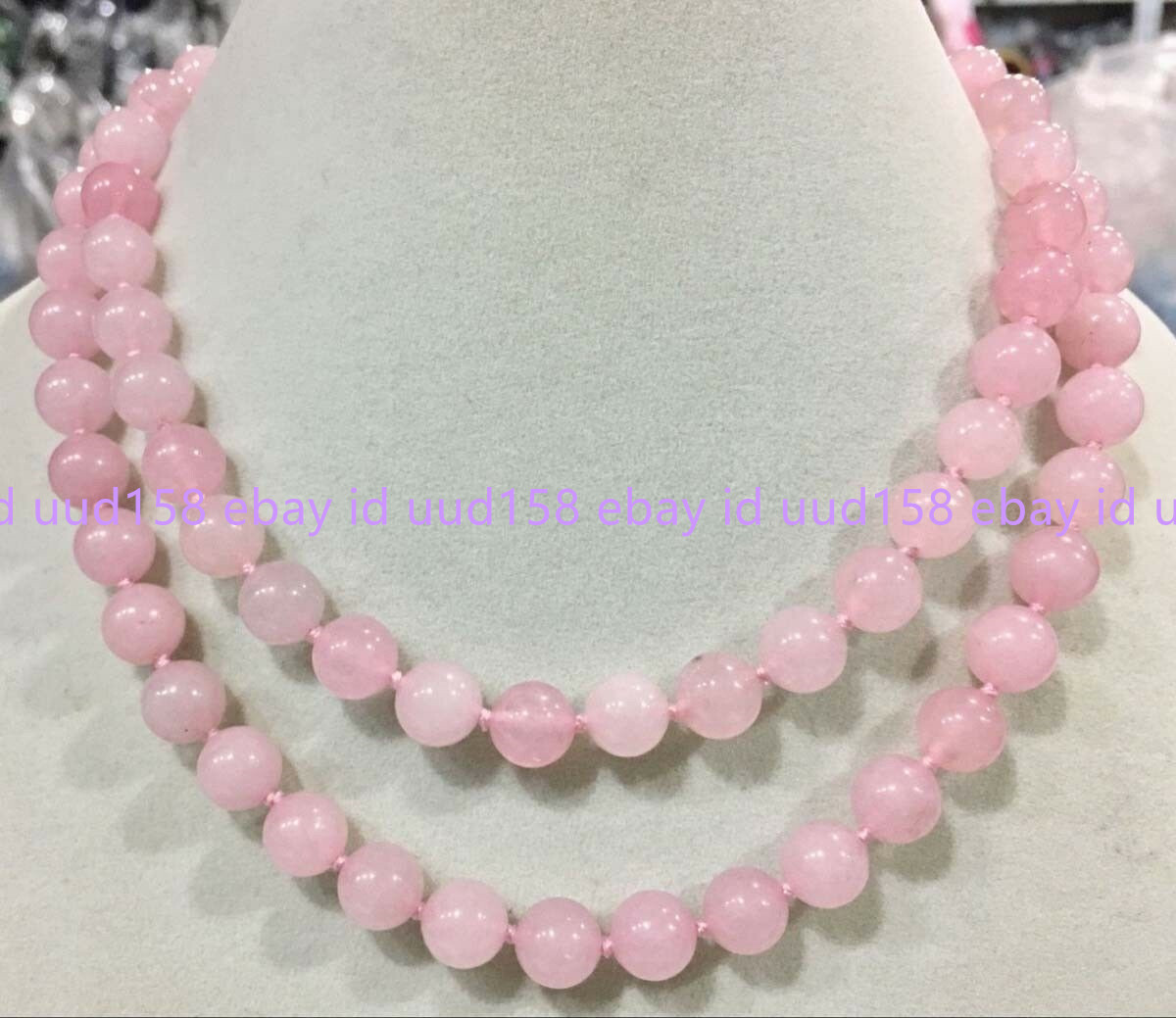 Natural 8mm 10mm 12mm Pink Rose Quartz Gemstone Round Beads Necklace 36” AAA