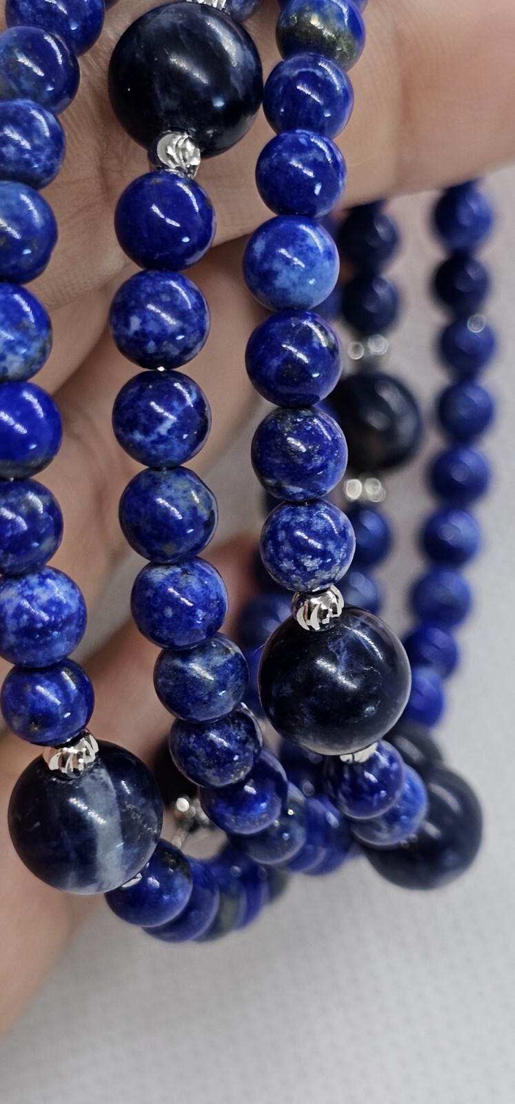 Natural Lapis Lazuli 5.5mm & Sodalite 8.5mm Crystal Bracelet