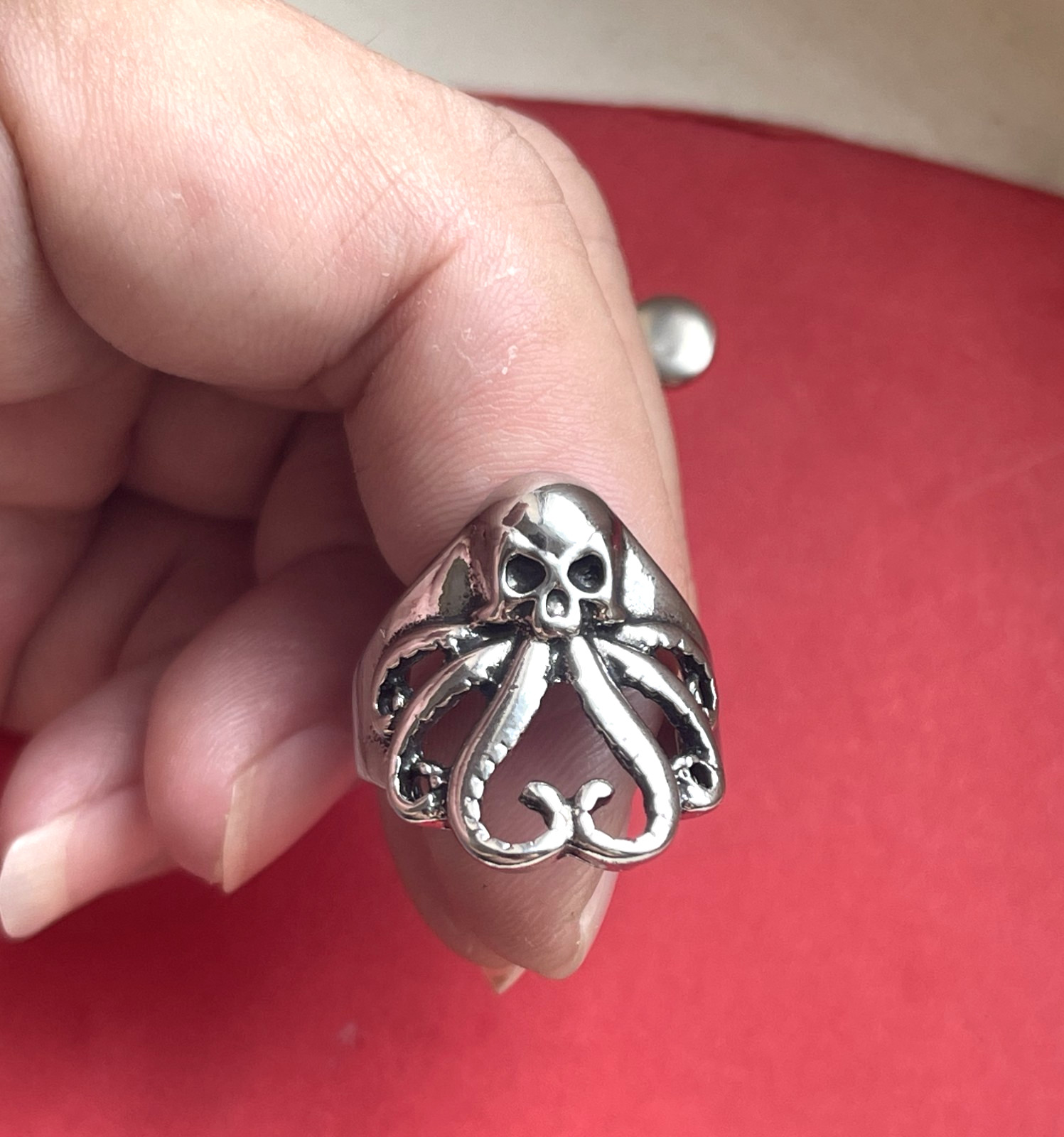 Powerful Octopus Vintage Ring Stainless Steel Octopus Biker Punk Hollow Ring