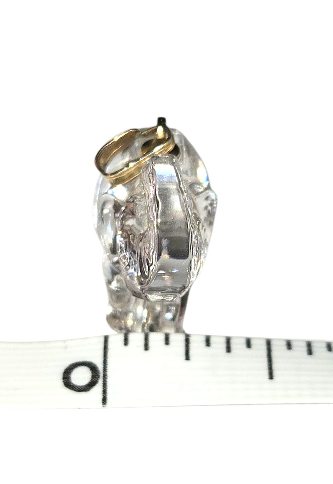Unsigned Small Gold Tone Crystal Trunk Up Elephant Pendant 3/4″X3/4″X1/4″ READ