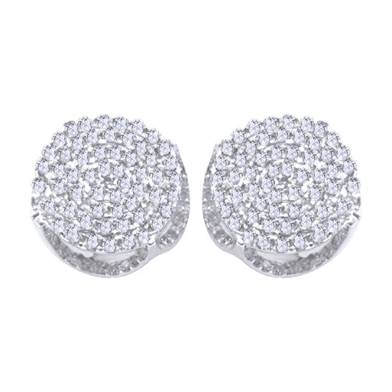 0.97 Ct Round Cut Simulated Diamond Cluster Stud Earrings 10K White Gold Plated