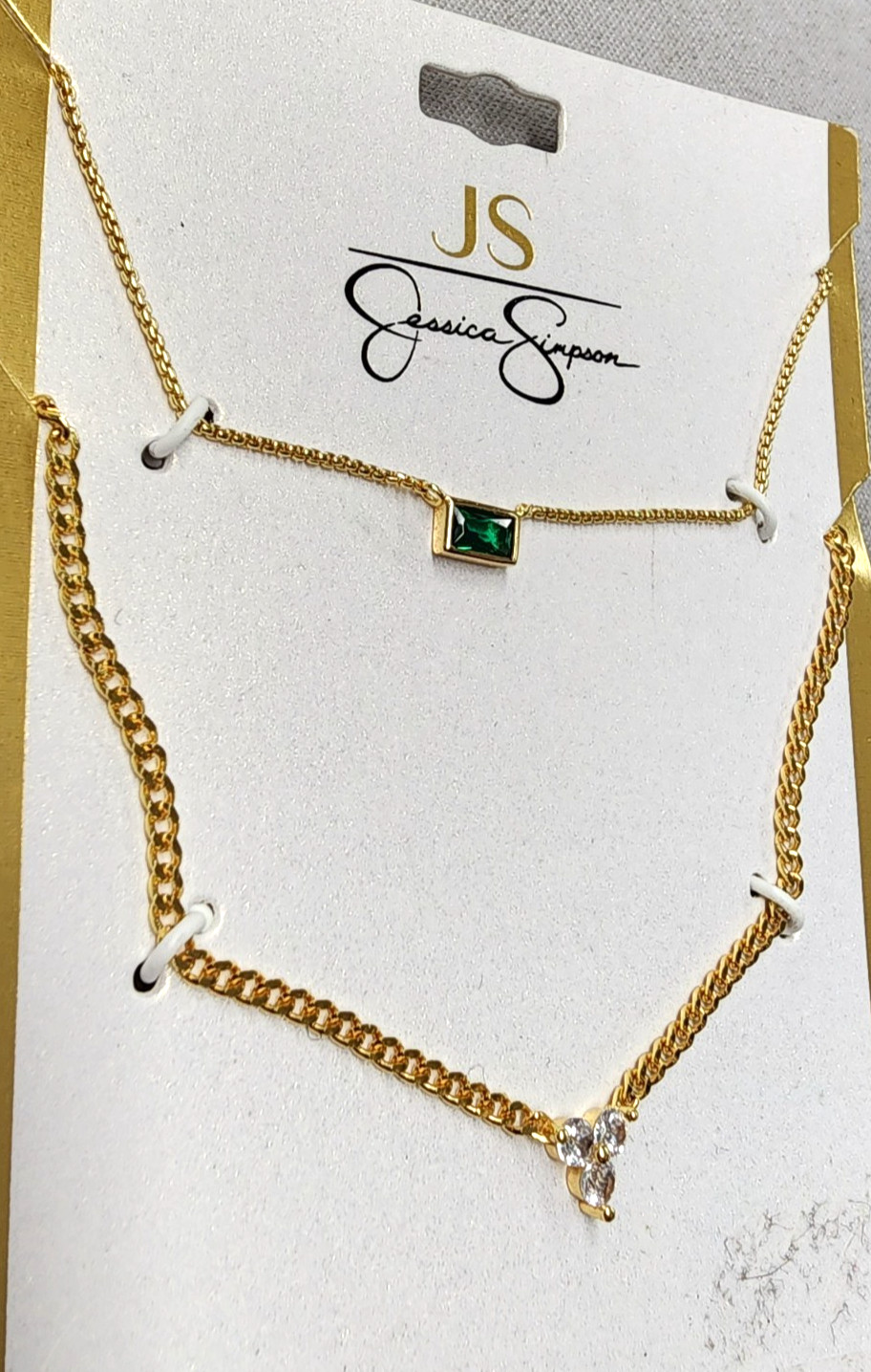 JS Jessica Simpson 14K Gold Plated Sterling Silver CZ Layered Necklace 16″+2″