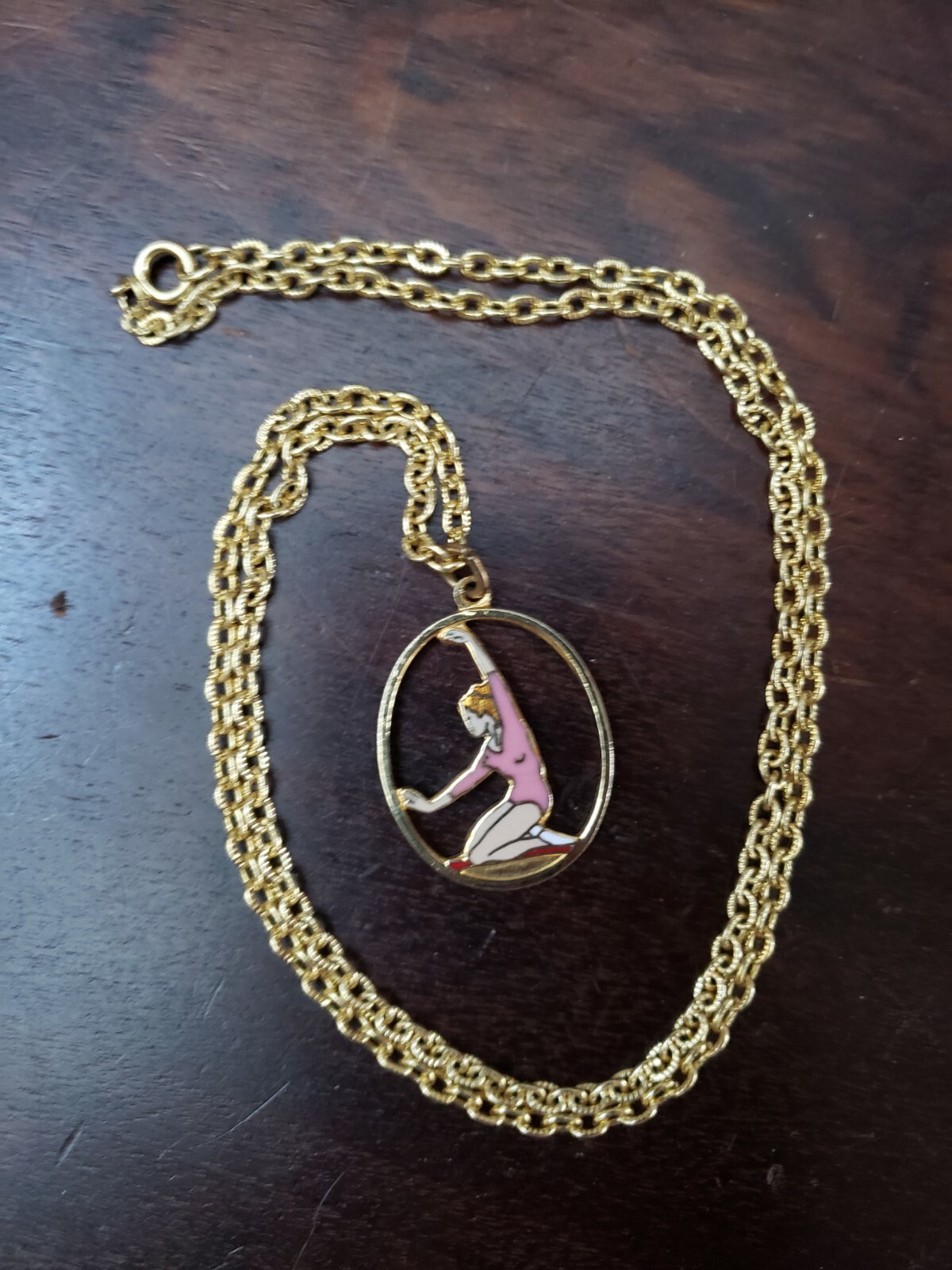Ballerina Gymnastic Enamelware Necklace