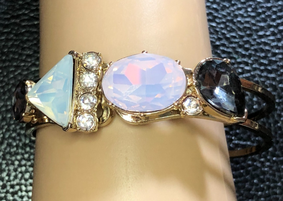 Gold Opalite Crystal Rhinestone Bracelet Clamper WHITE HOUSE BLACK MARKET 3446