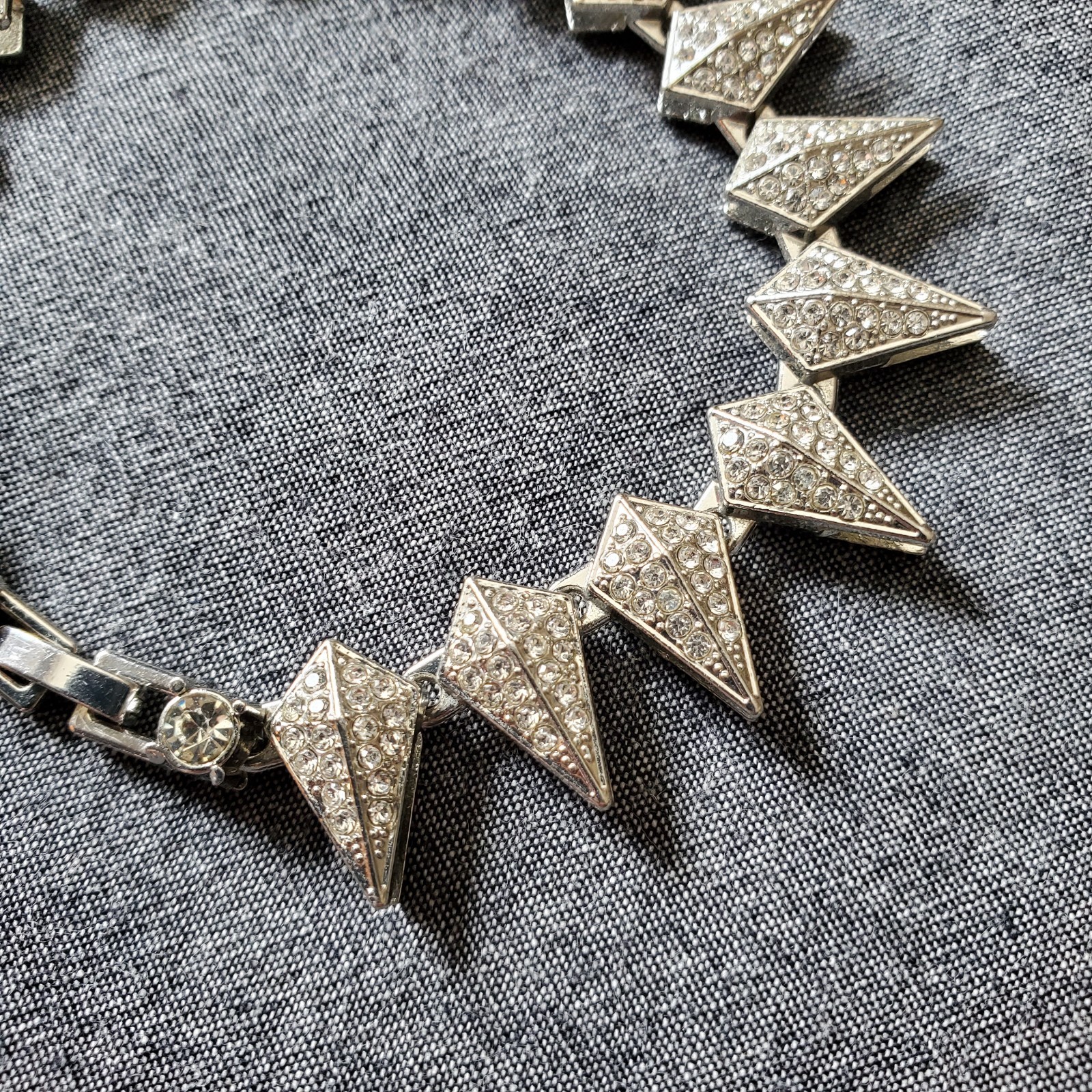 Rhinestone Spike Bracelet, 8 inch silver tone link bracelet