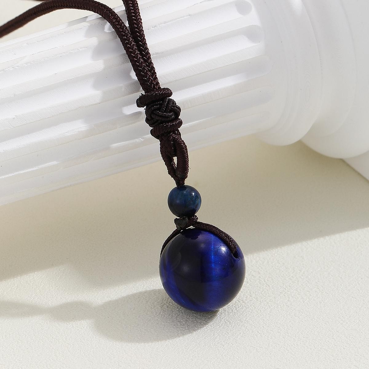 Natural Obsidian Tiger Eye Amethyst Pendant Necklace Adjustable Cord Gift
