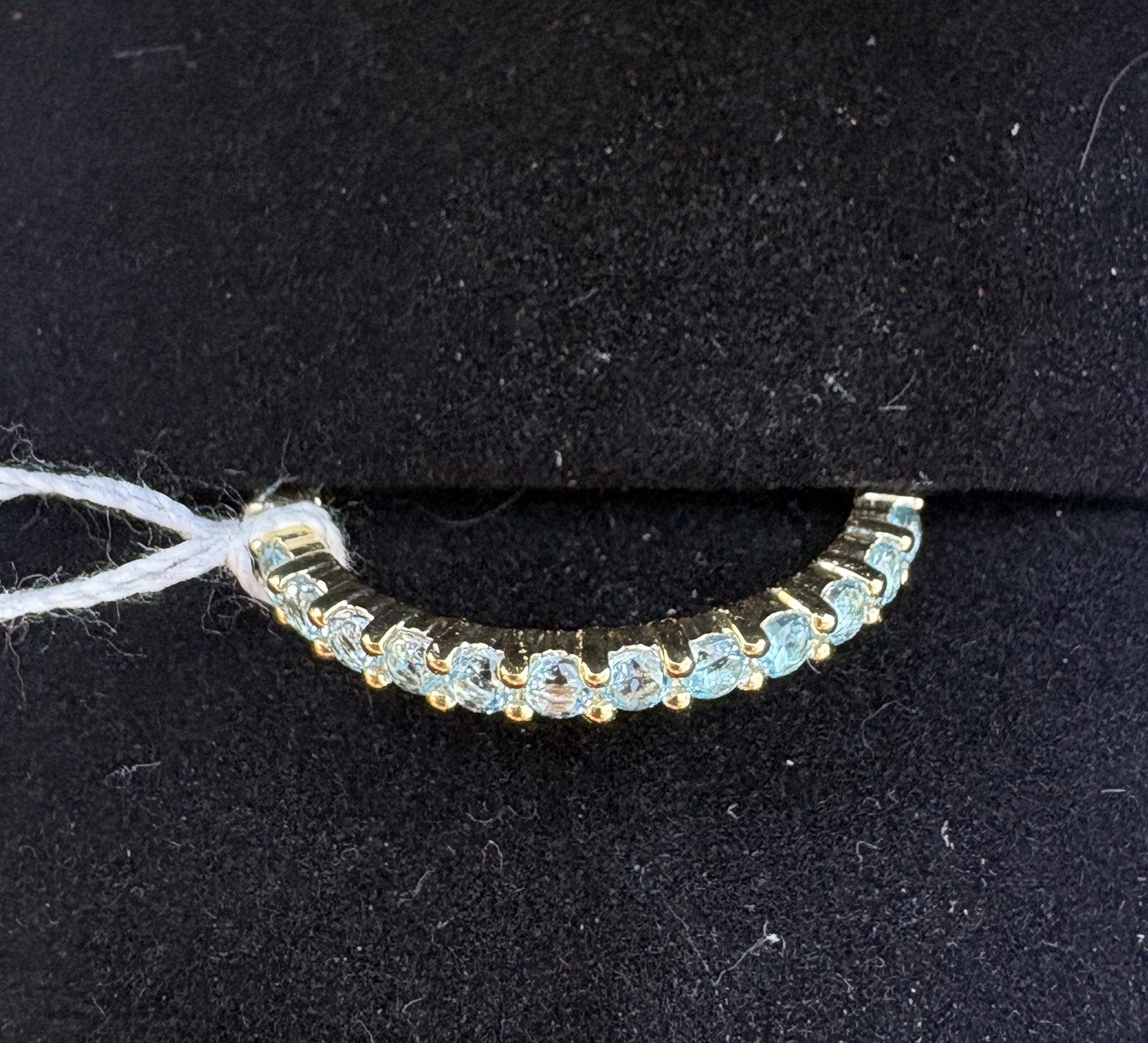 10K Gold Plated Over Sterling Silver – Aquamarine Eternity Band Ring Sz 7 – Kay
