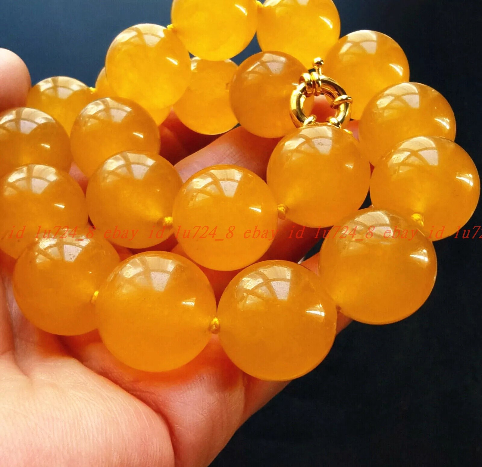 Huge Pretty Natural 20mm Yellow Jade Gemstone Round Beads Necklace 16-48in