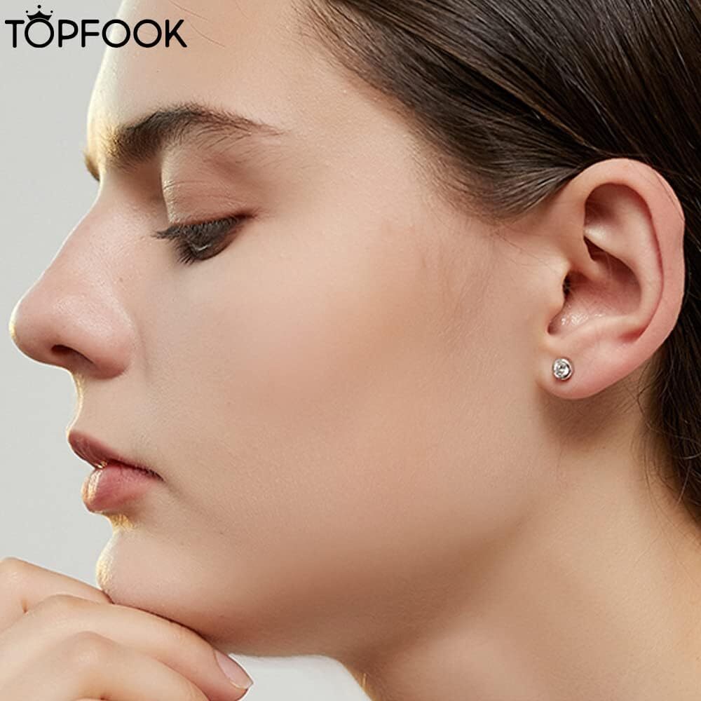 925 Silver Bezel Set Round Studs, 1 CTW (6.35mm)