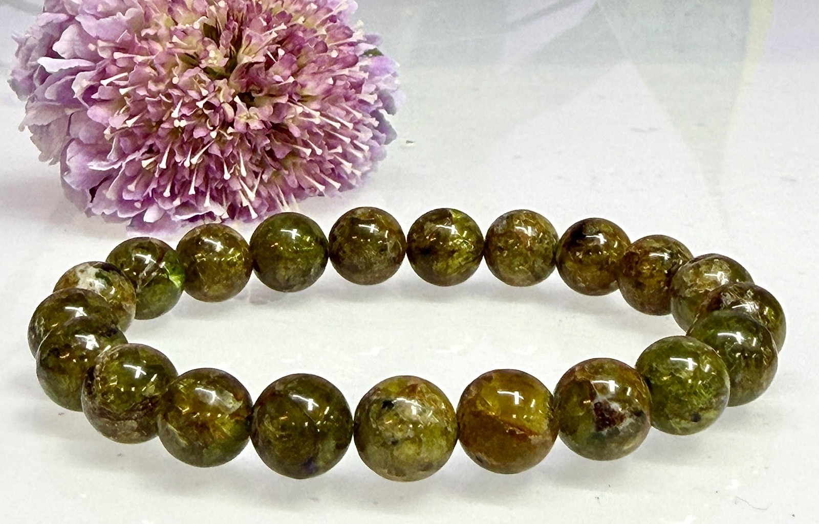 Wholesale 3 Pcs Natural Peridot 9-10mm Crystal Healing Stretch Bracelet 8”
