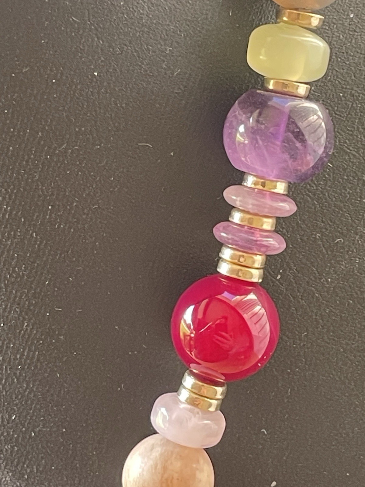 Multicolor mixed stone bead long necklace dressy casual BoHo beach 14.25”