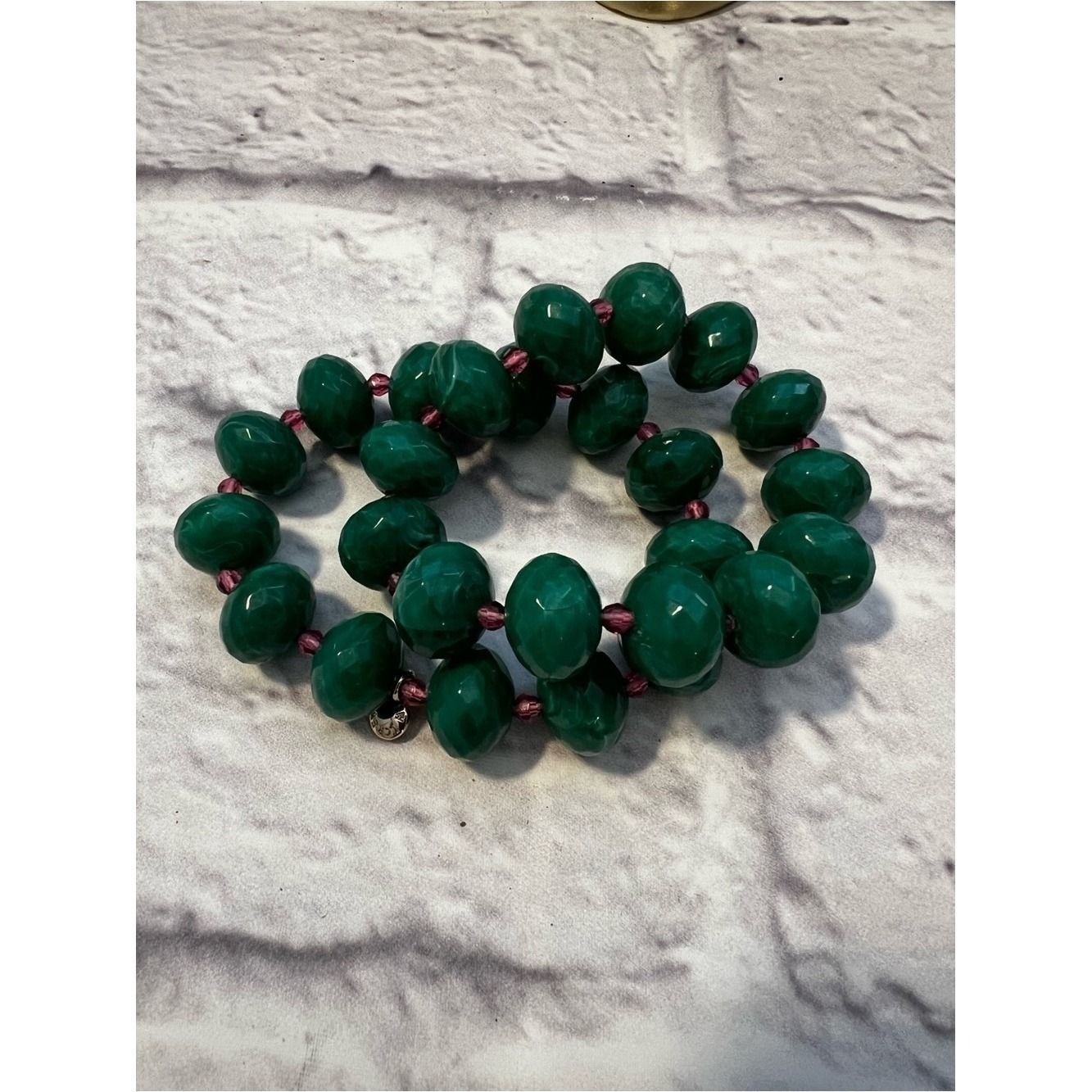 J. Crew Teal Beaded Stretch Bracelet with Pink Accents 2.7