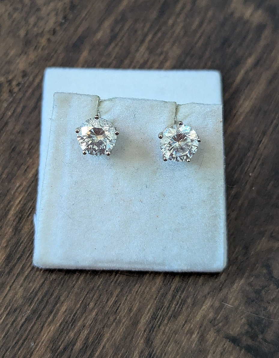 Round 7mm Stone Five Prong Setting Stud Earrings