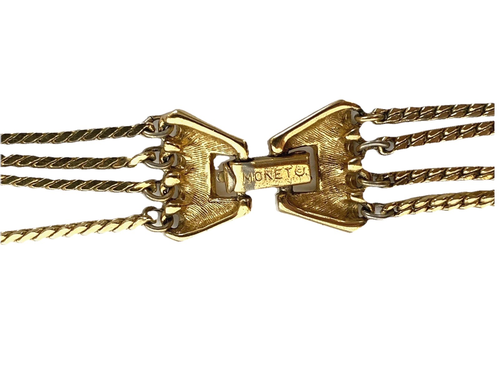 Vintage Gold Tone Monet 4 Seasons Necklace 4 Layered Strands, Signed