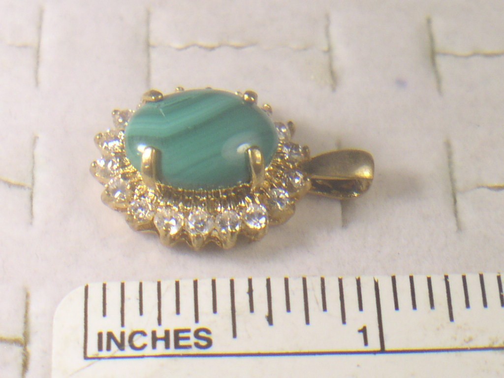 MALACHITE PENDANT GEMSTONE SEMI-PRECIOUS WITH SWAROVSKI CRYSTALS 808MAl-4