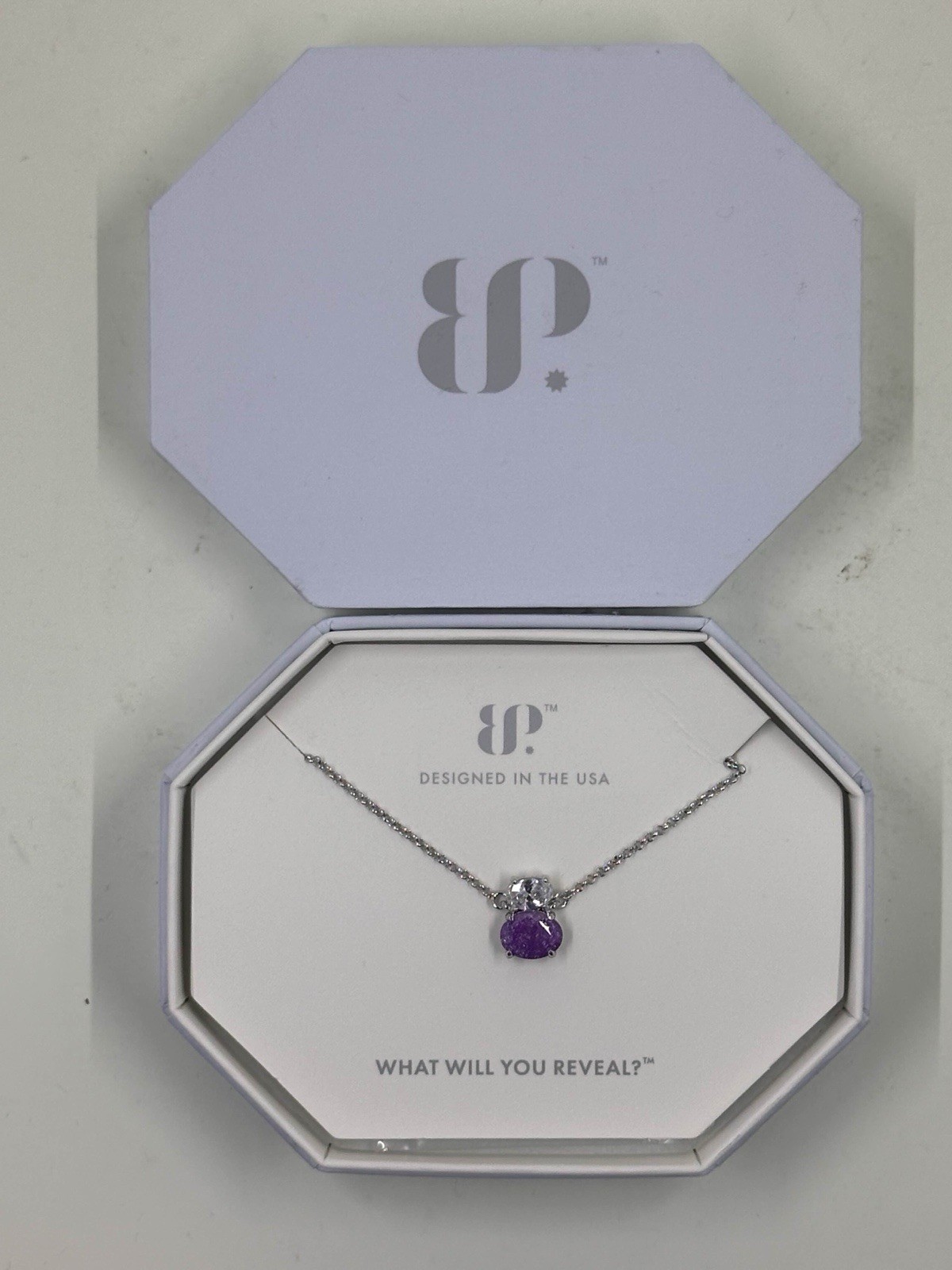 Bomb Party Necklace RBP 5508 This Is Me Lavender Ice Crystal On Rhodium plating