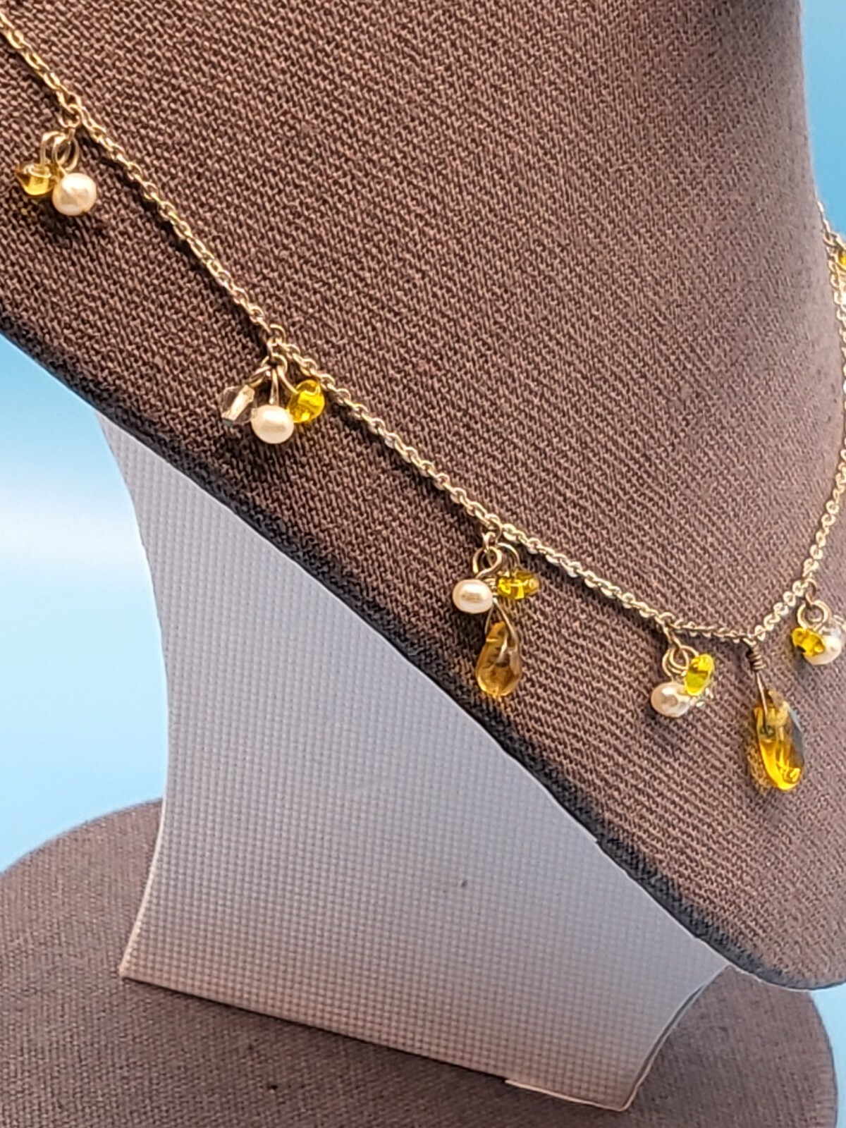 VJ – Vicky Jousan Yellow Crystal Necklace Approx 20 Inches Long