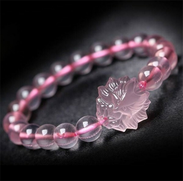 Natural Rose Quartz Madagascar Bracelet Crystal nine tailed fox love & wealth