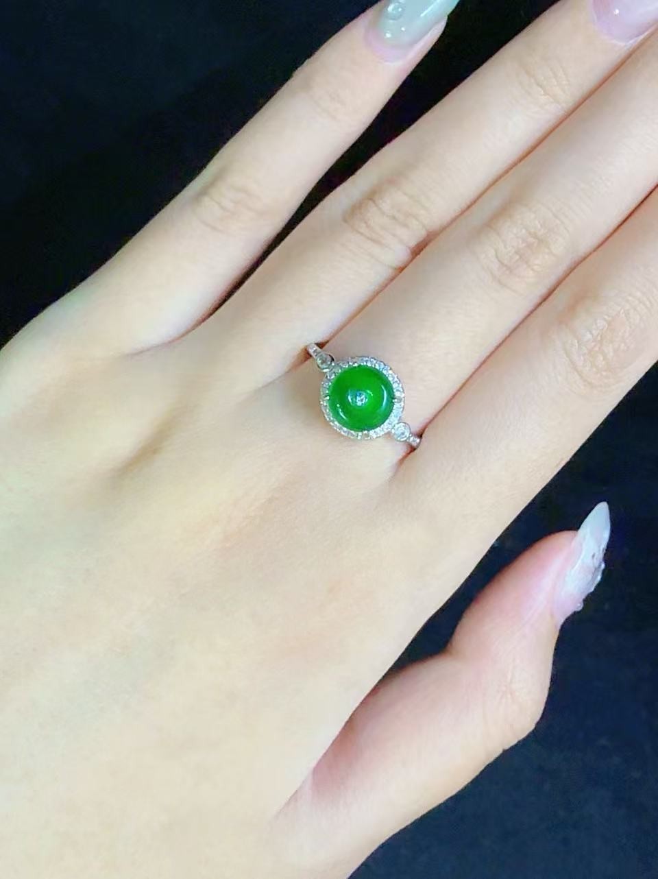 Beautiful Natural Imperial green jadeite ring