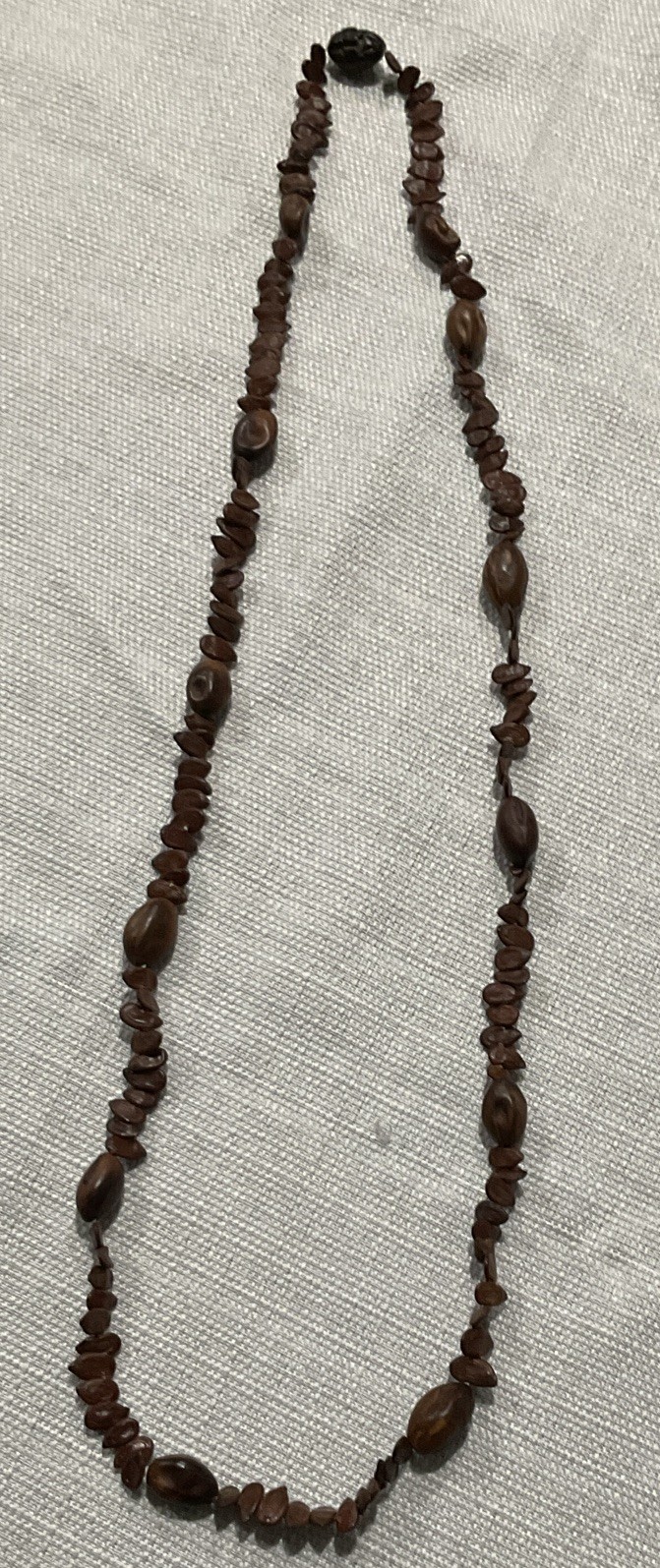 Brown Wooden Beaded Necklace Strand, Ball/Bead Chain, No Stone 24 in
