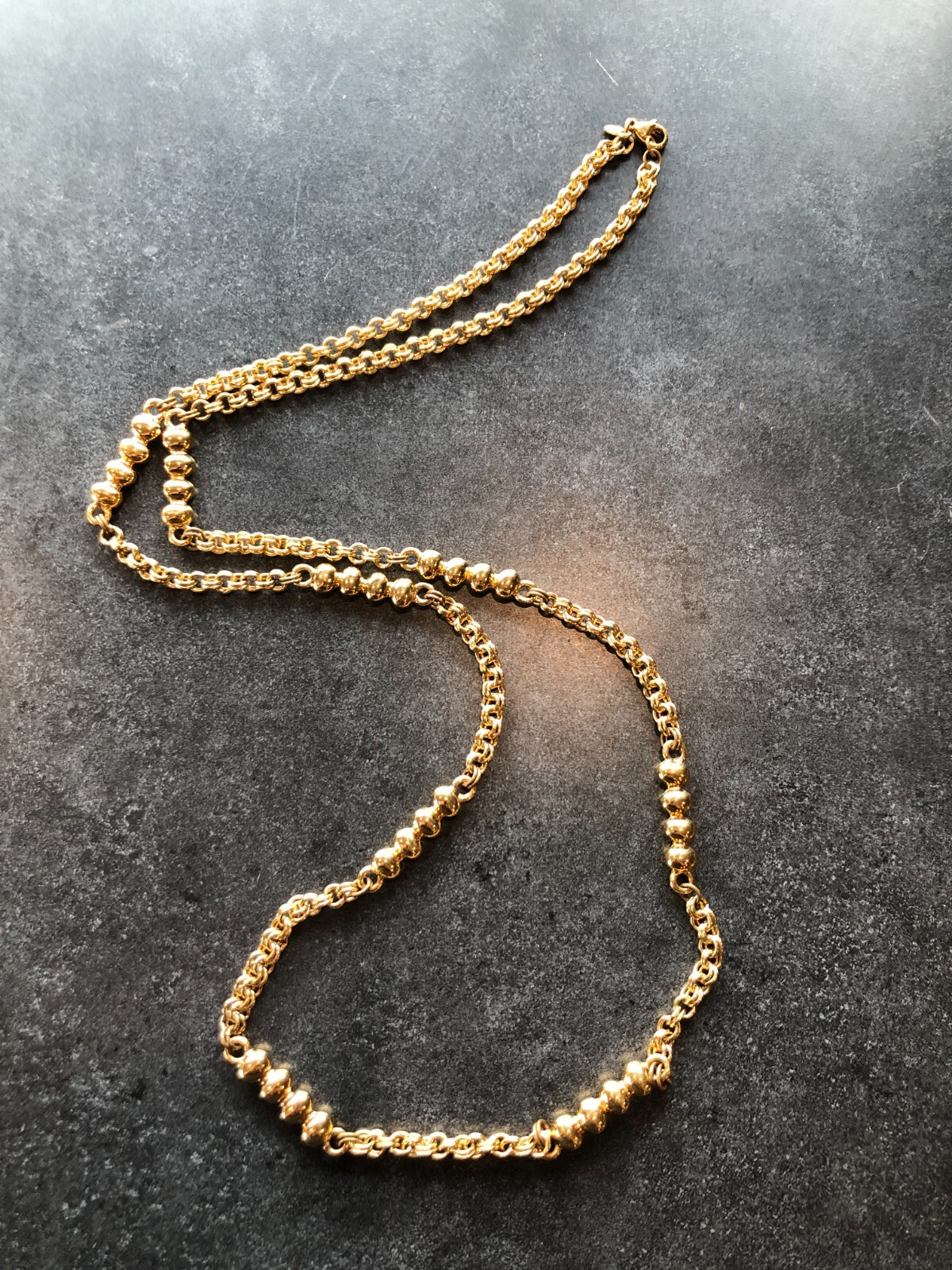 Necklace Monet Brand Varied Link and Ball Gold Tone Chain 34″