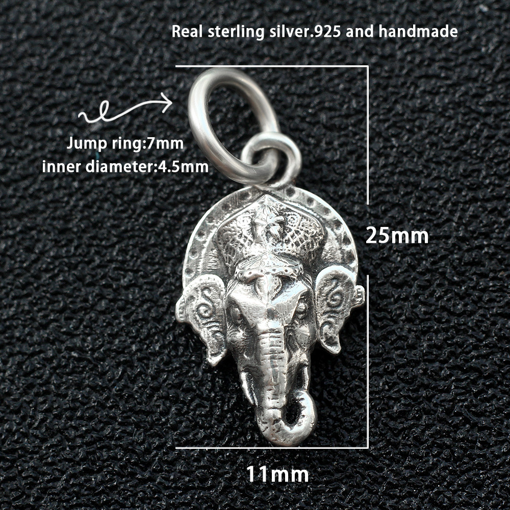 India God Ganesha Elephant Mandala Charm Pendant In Real 925 Sterling Silver New