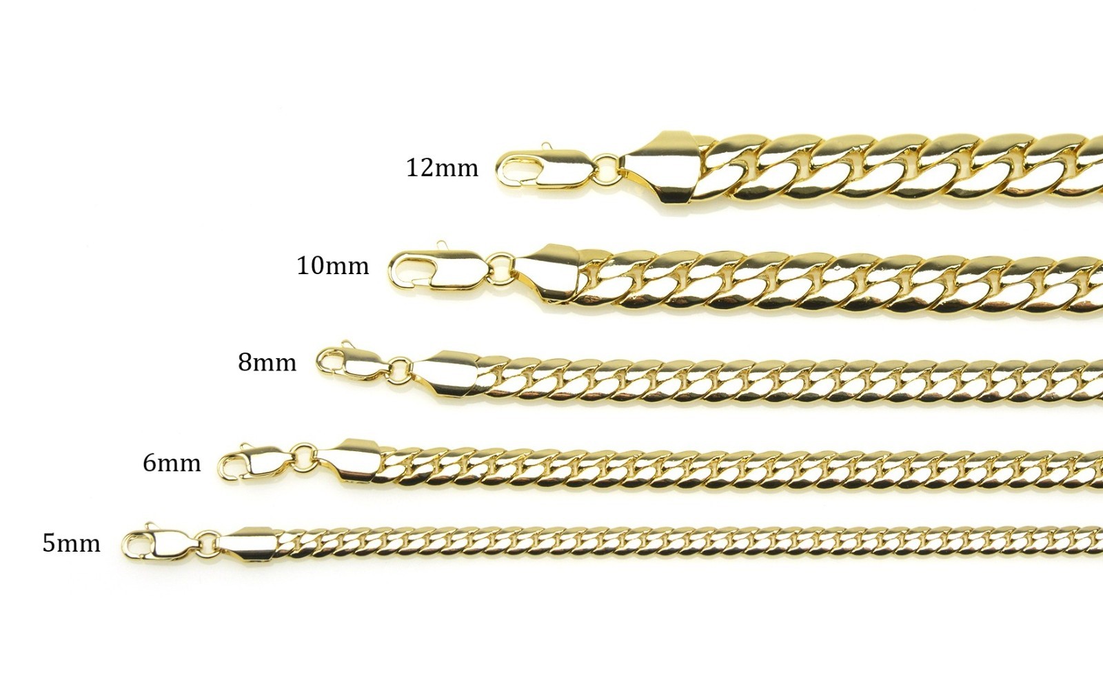 Men’s Heavy 12 mm Solid 14K Gold Plated Miami Cuban Link Chain Necklace 24″