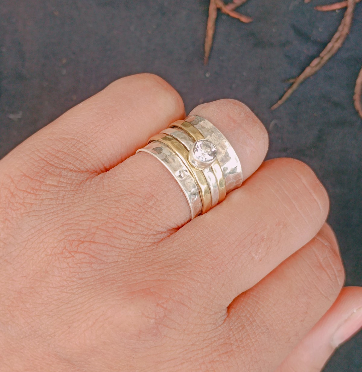 Crystal Quartz Spinner Ring 925 Sterling Silver Spinner Ring Handmade Ring B404
