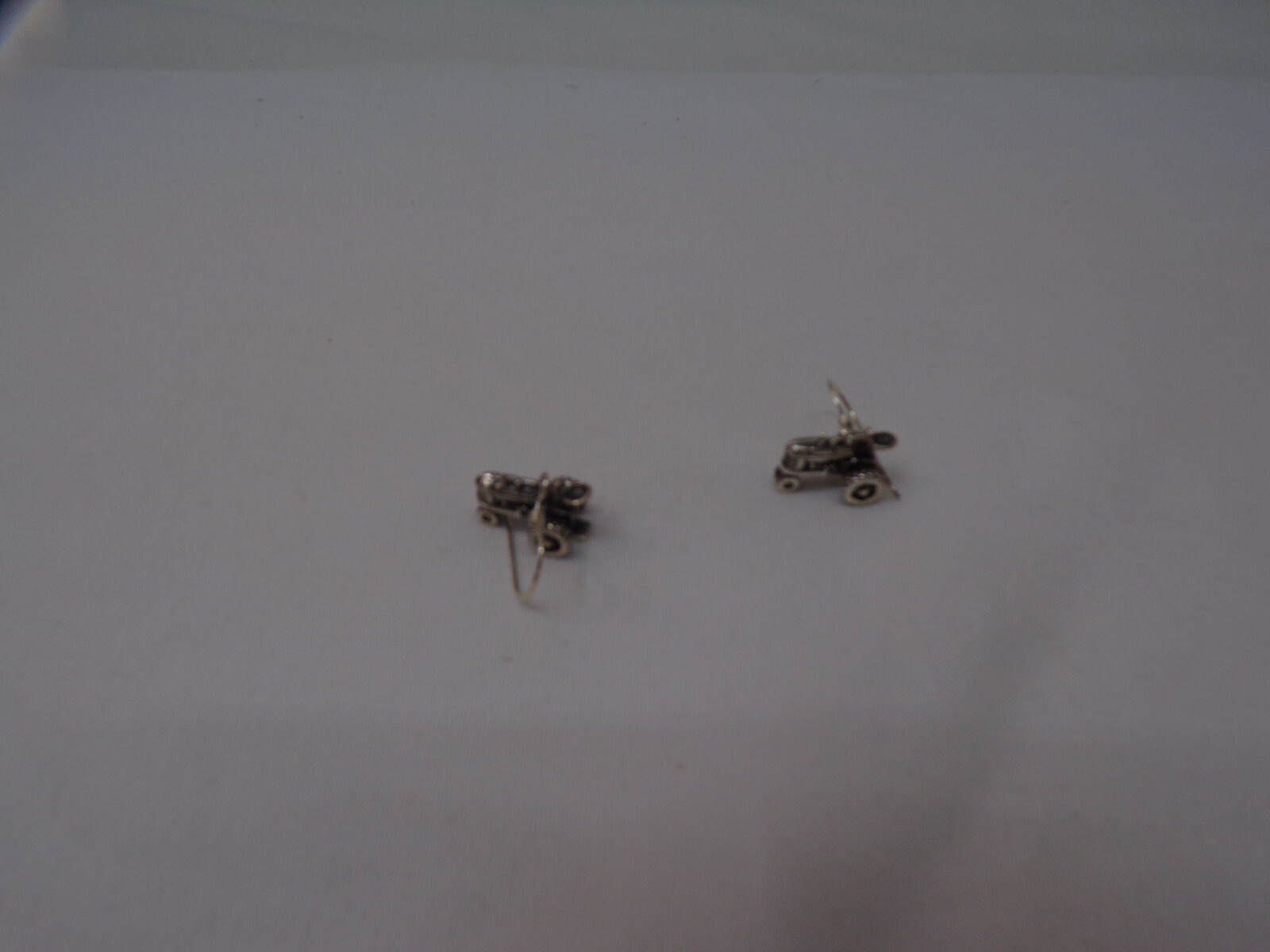 Silver Tone Tractor Dangling Earrings New Without Tags