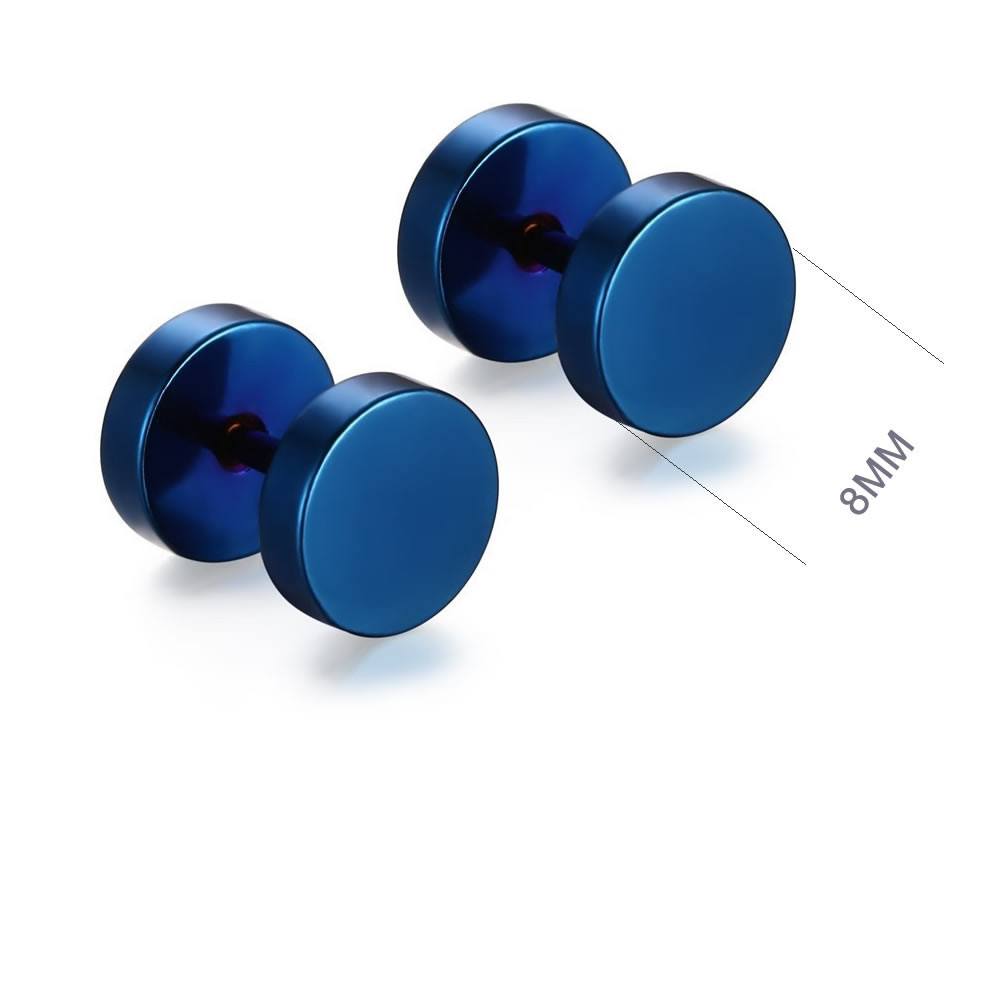 Set of 4 Stainless Steel Mens Womens Stud Earrings Ear Plugs Tunnel