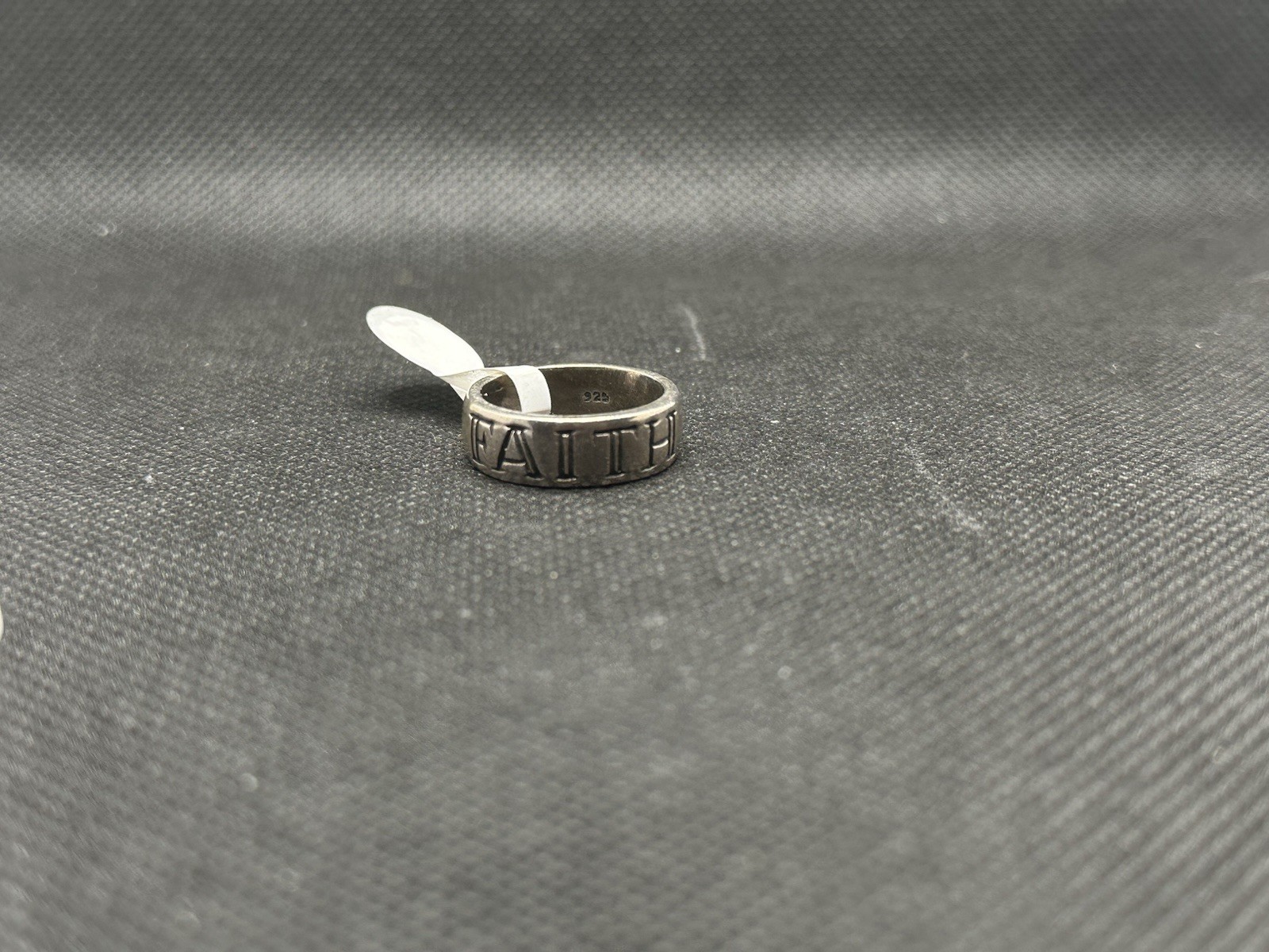 Beautiful Wide Band Thick & Heavy ‘FAITH’ in Block Letters Sterling Silver Ring