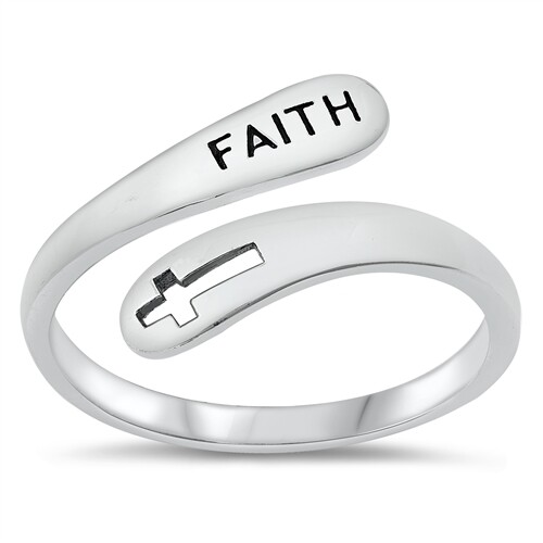 Sterling Silver Christian Cross Faith Wrap Ring Size 5 to 10 NEW