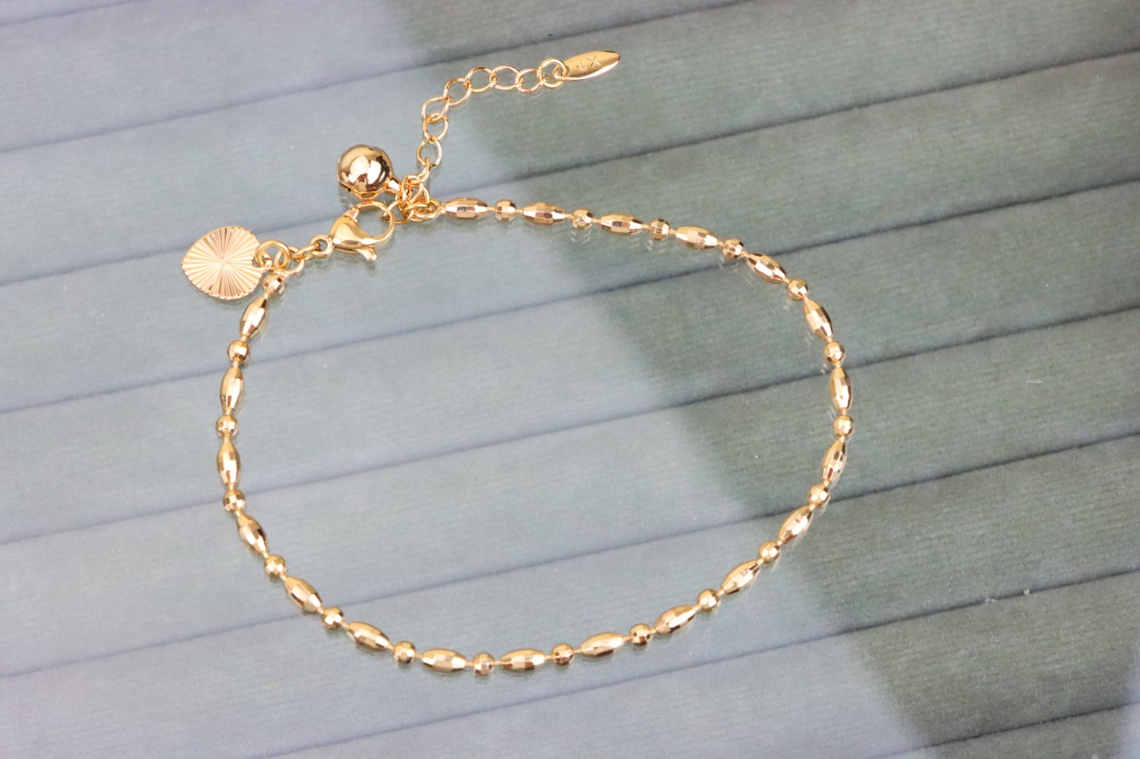Beaded Rose Gold Anklet with Shine Charm, XPAL1166