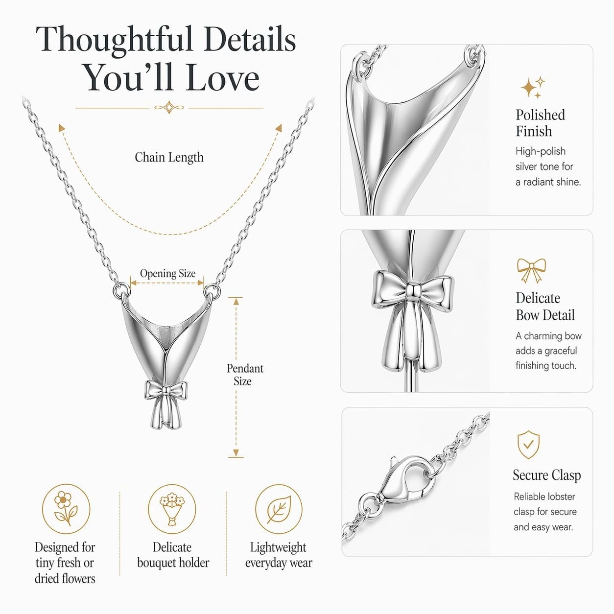 Flower Holder Necklace for Women DIY Flower Bouquet Necklace Mini Vase Pendan…