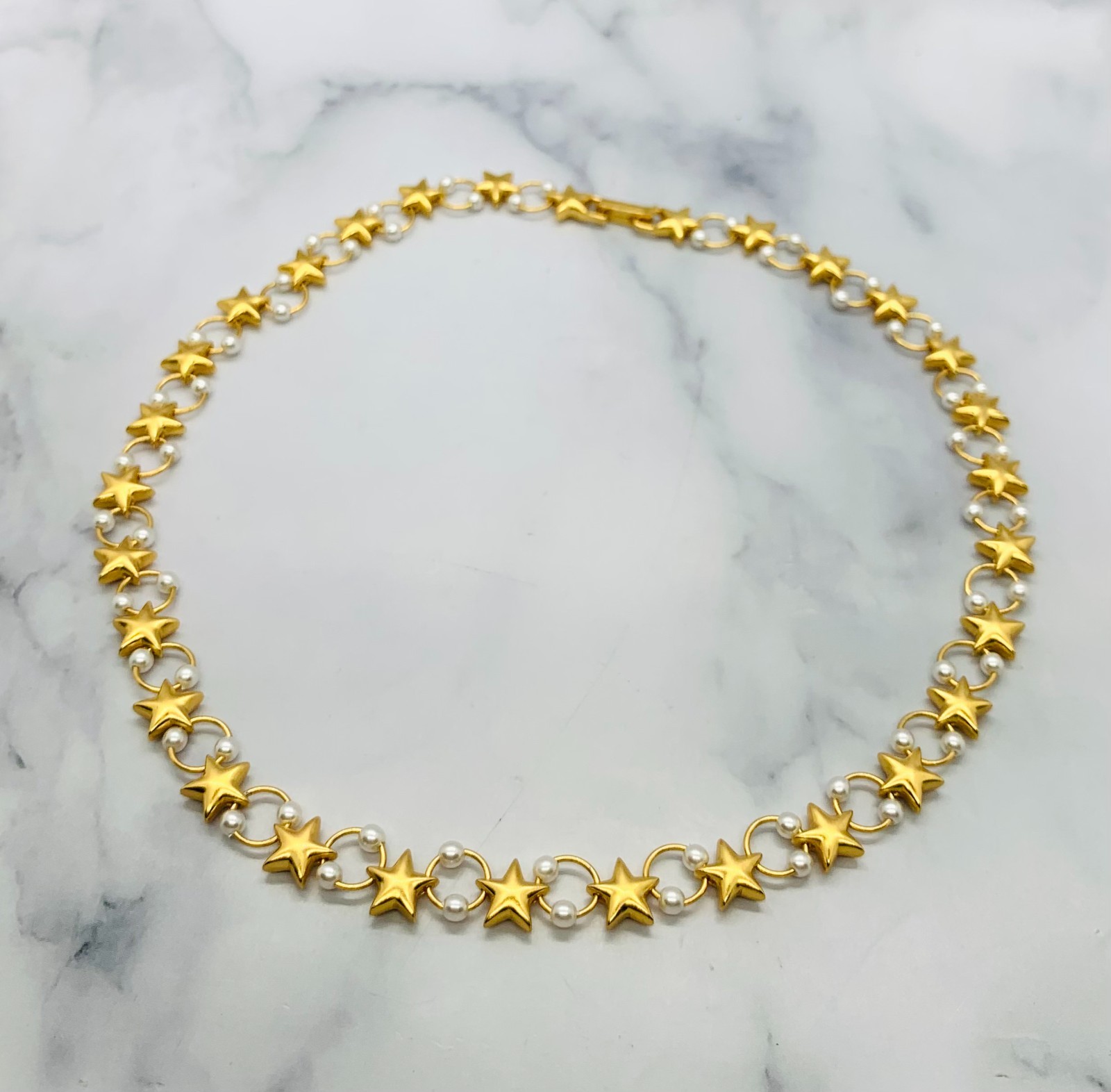 YSL YVES SAINT LAURENT Vintage Star Pearl Necklace – Pre owned / LD4639