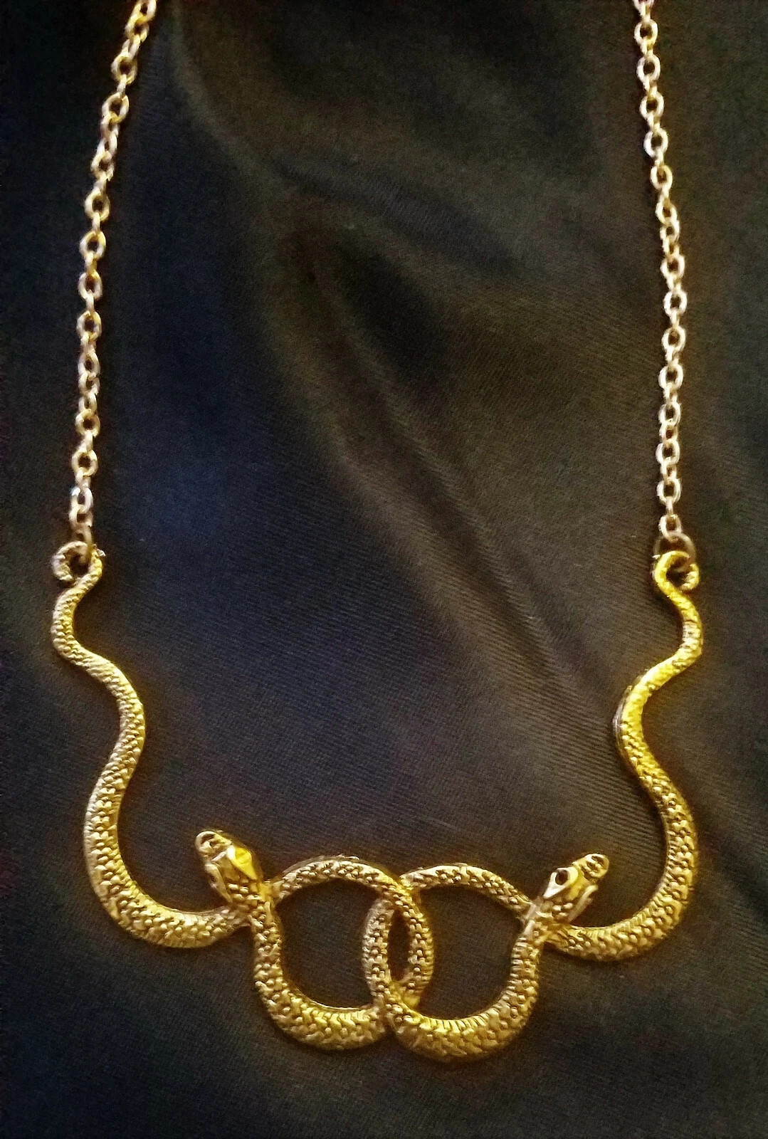 Gold Snake Pendant Necklace Gothic Punk Grunge Statement Jewelry