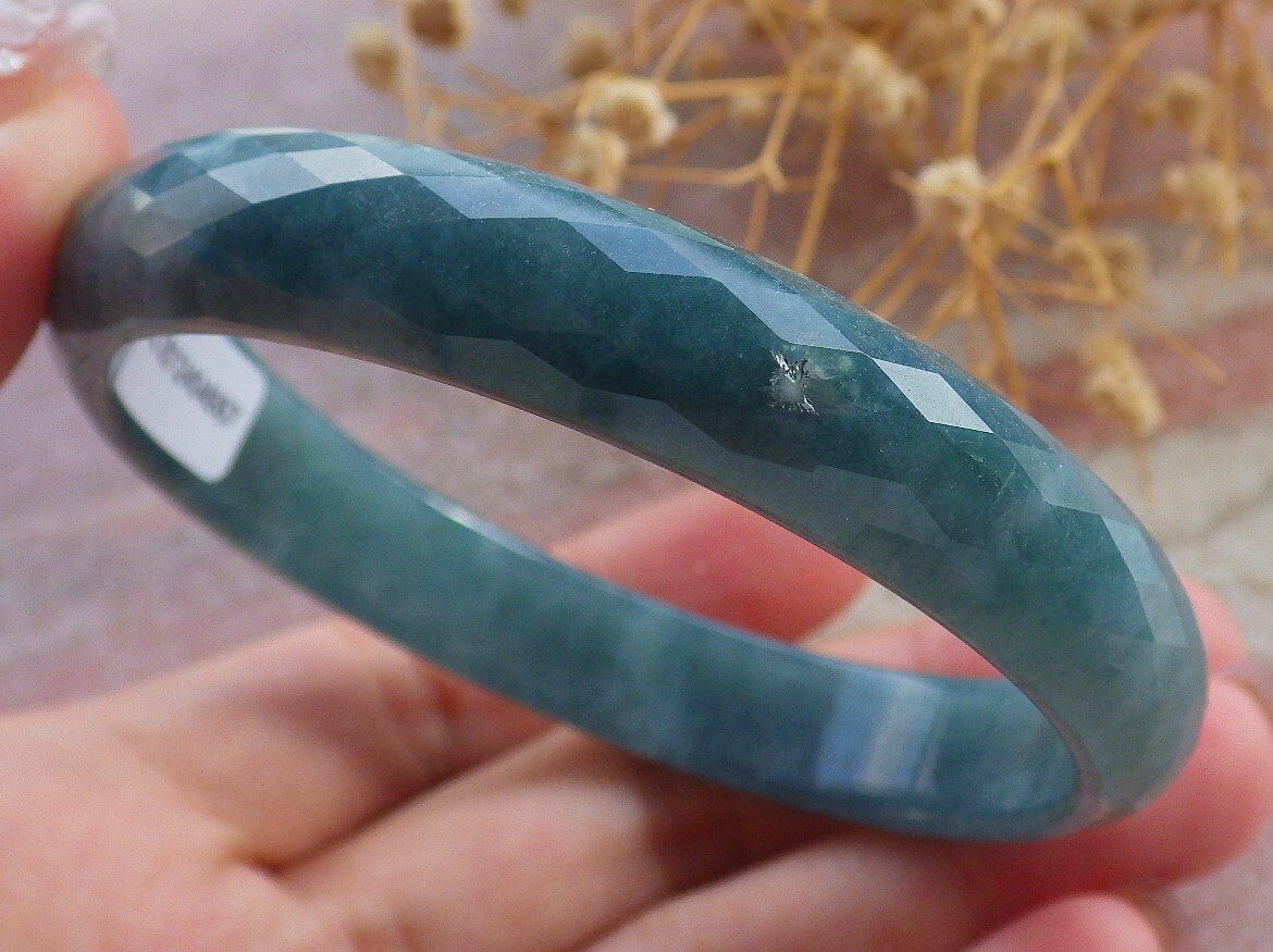 Video Certified Icy Green A JADE Jadeite Dia Cut Bangle Bracelet 59mm 手镯 683118