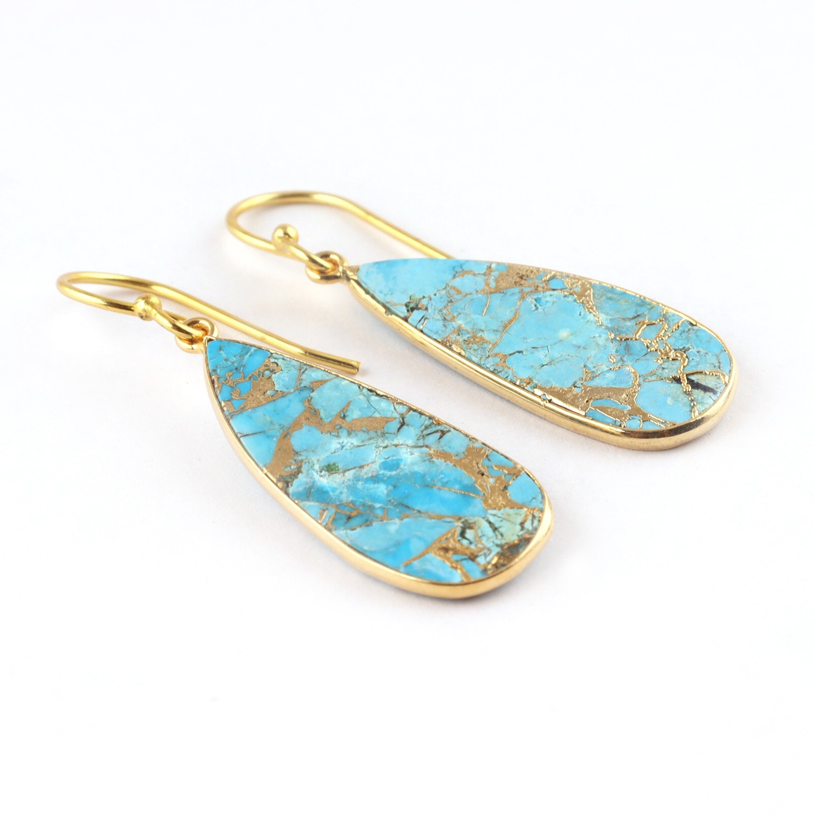 Good Quality Mojave Copper Turquoise Gold Plated Handmade Drop Dangle Earrings
