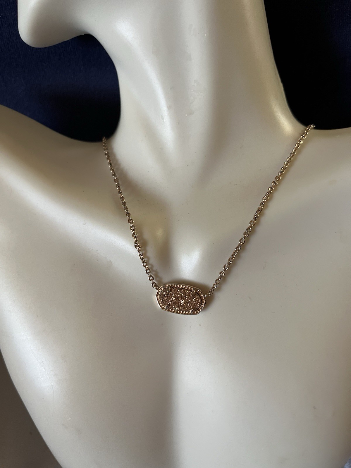 Kendra Scott Mabel Rose Gold Tone & Druzy Necklace Adjustable Length 15 – 17 In