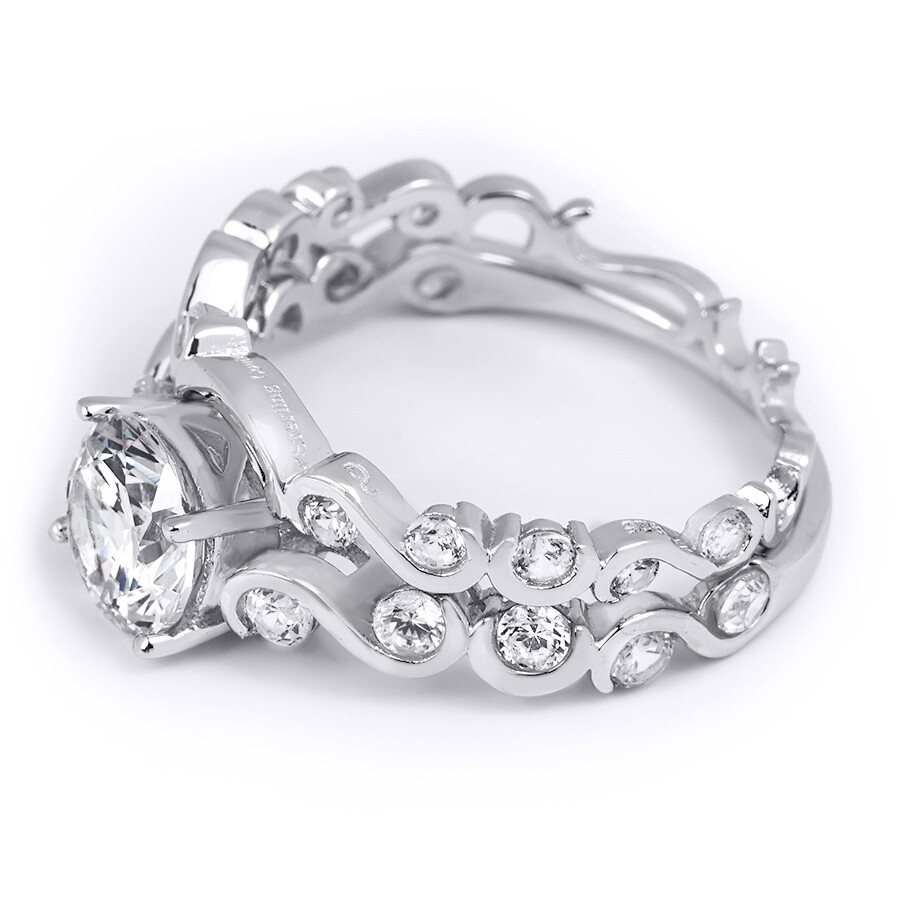 Womens Classic Round Cut 2.8 CT Bridal Engagement Ring Set Real Silver Size 5-9