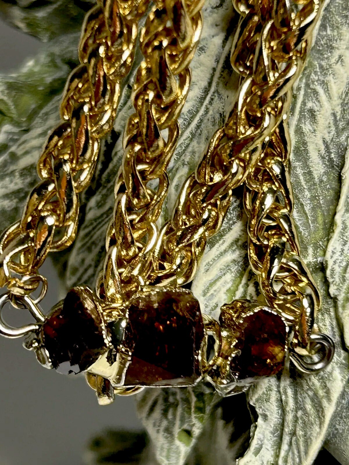 18k Gold Plated 925 Sterling Silver & Raw Citrine gems bracelet Italy Mia Fiore