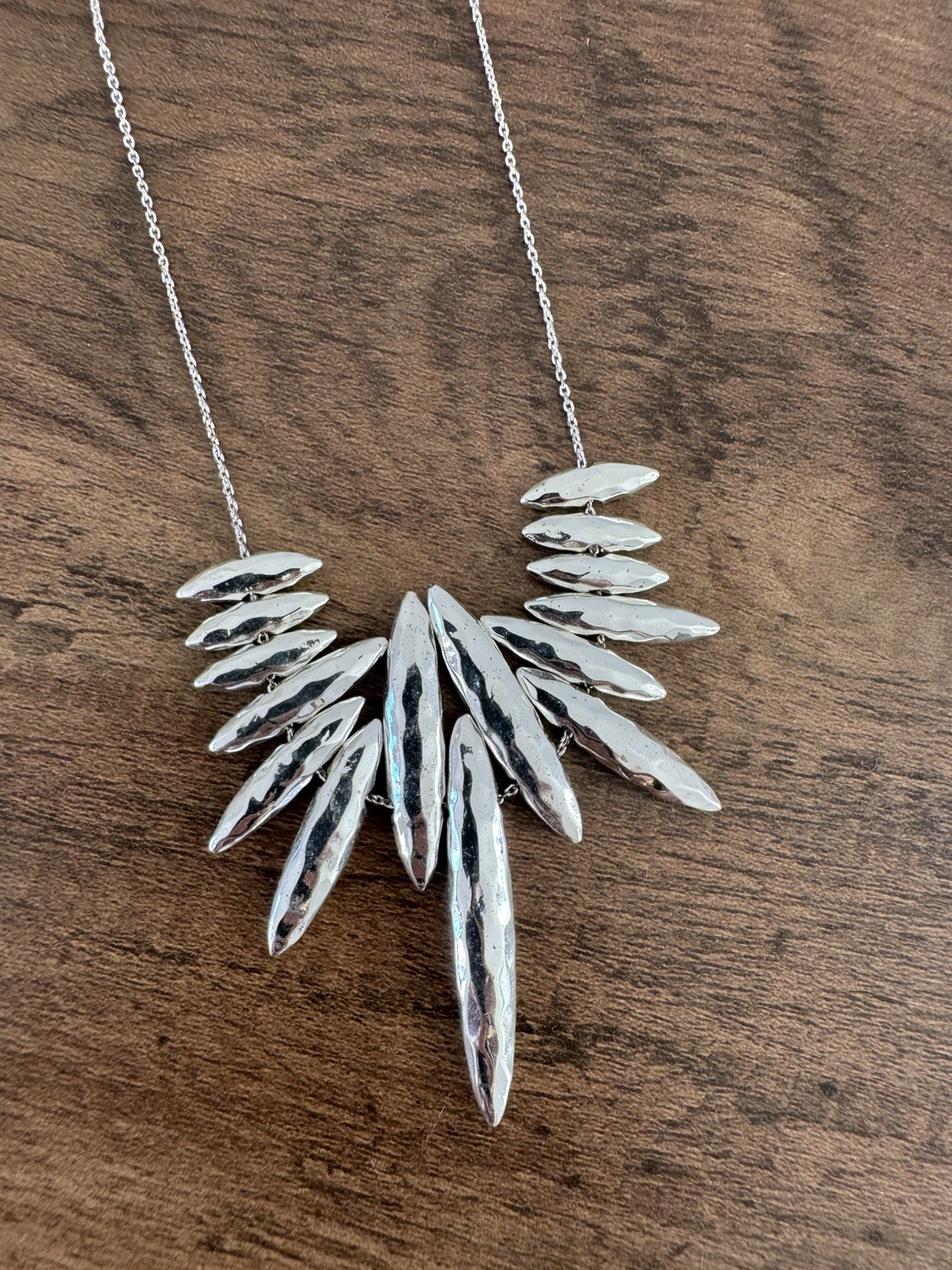 Gorjana Silver Spike Fringe Statement Necklace Dagger Bib Retired Boho Chic