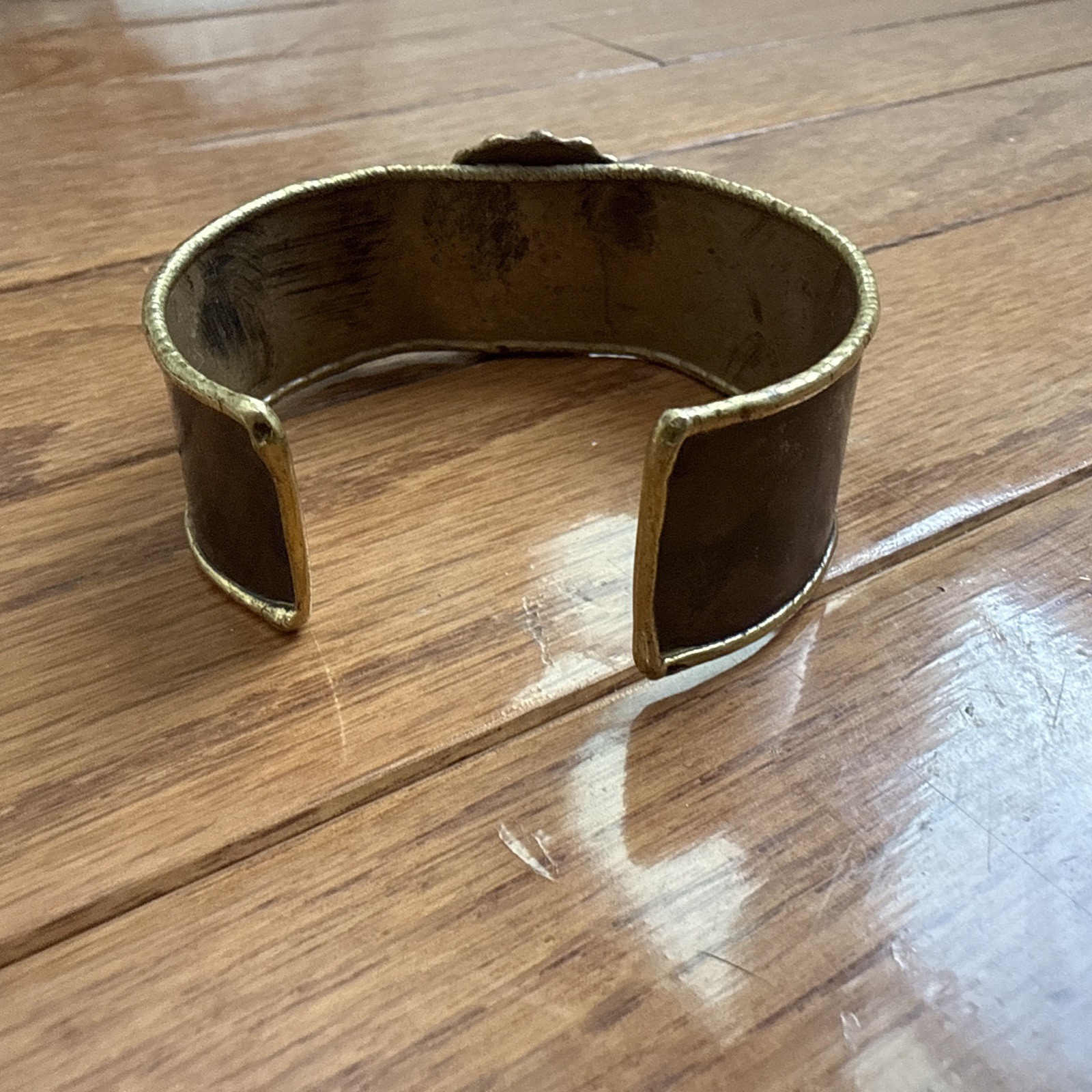 Metal Cuff Bracelet Artsy Looking; Unsure Of Metal Types