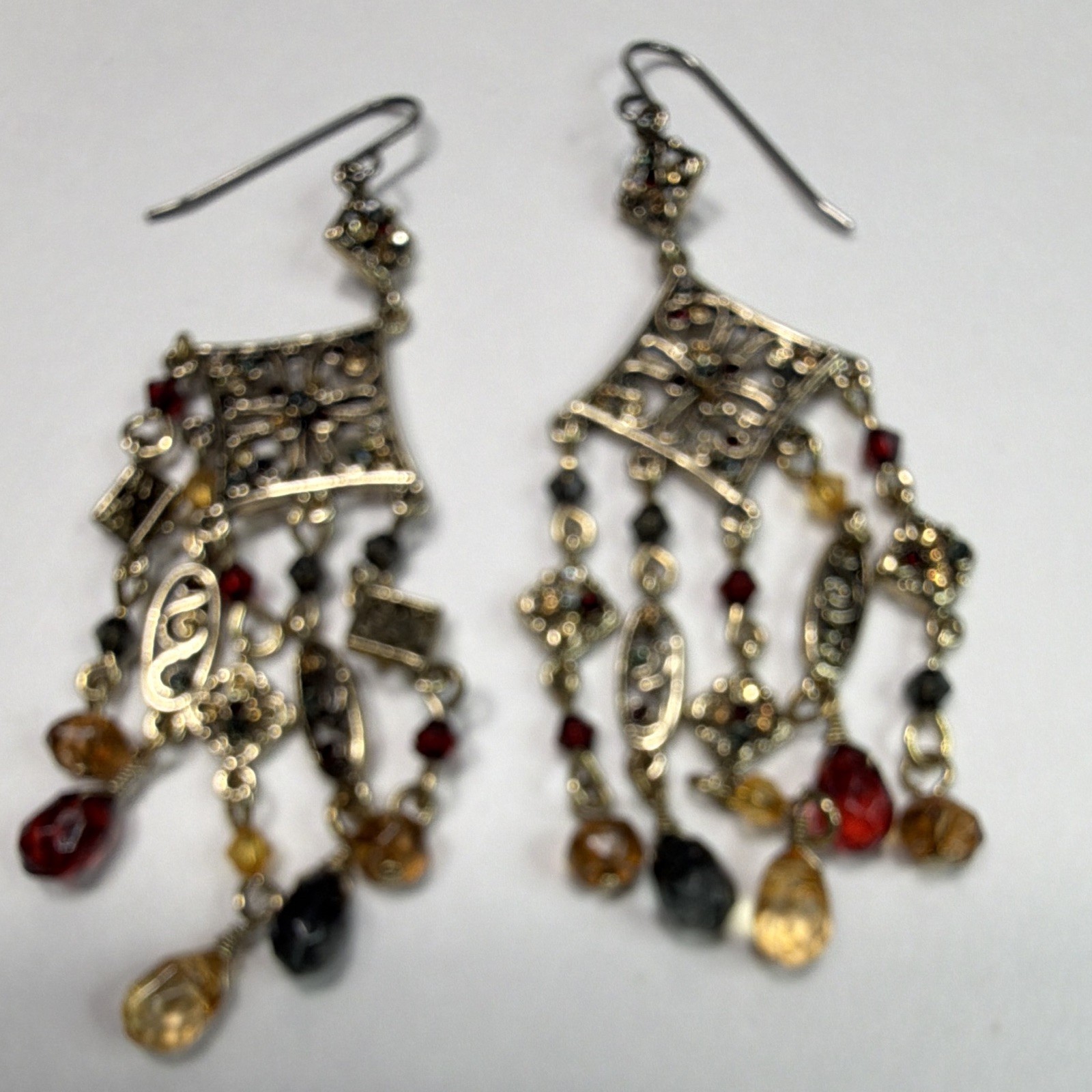 Multicolor Round Crystal Chandelier Dangle Drop Earrings, Silver Tone Hook