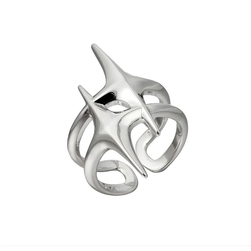 Starlight Ring (Adjustable) Gothic Rave Punk Silver Ring Set Y2K