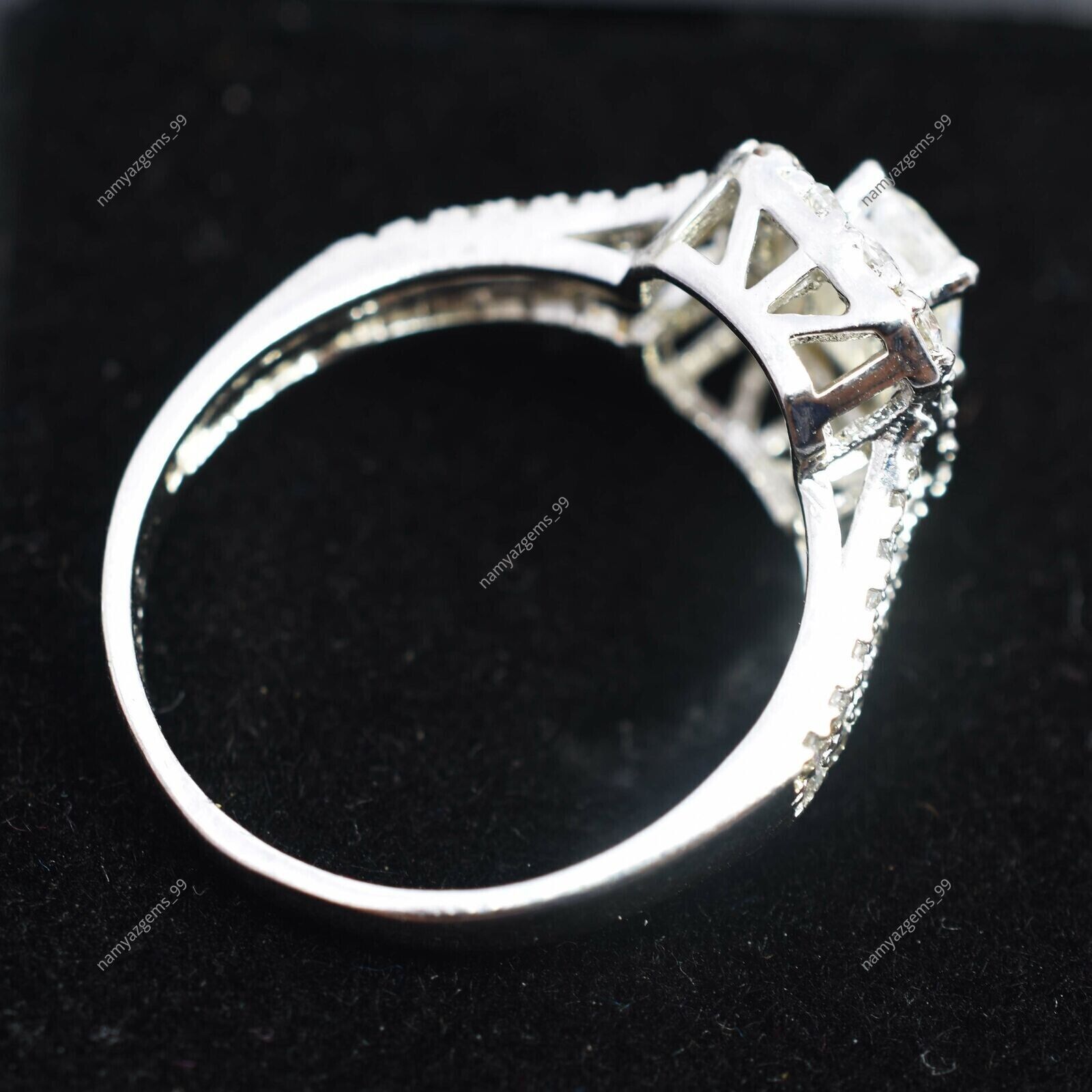 7×5 MM Synthetic White Moissanite Radiant VVS Beautiful Design 925 Silver Ring