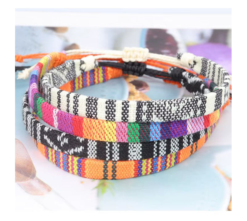 Handmade Surfer Bracelet, Adjustable Boho Woven Cord Gift Unisex, Waterproof