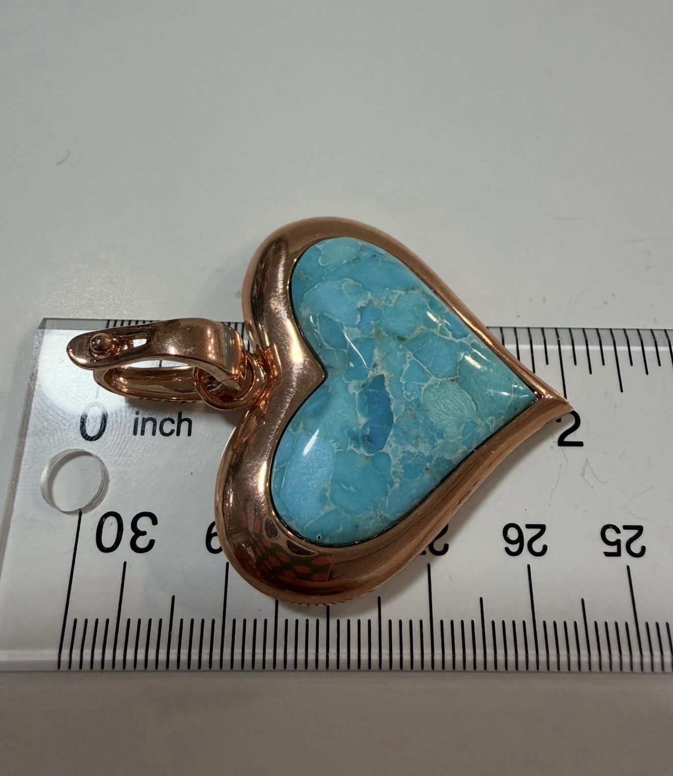 TIMNA COLLECTION Turquoise Heart Copper Enhancer with Copper Wheat Chain 18″