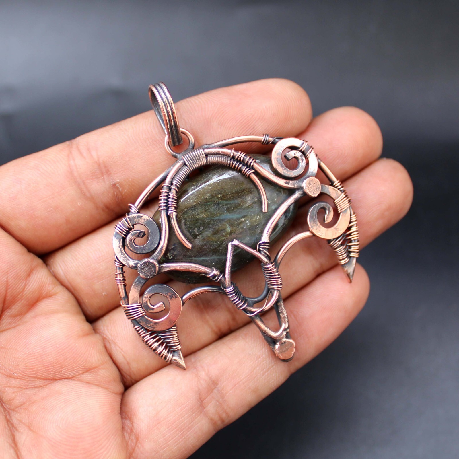 Labradorite Wire Wrapped Pendant Labradorite Pendant Copper Wire Wrap Jewelry